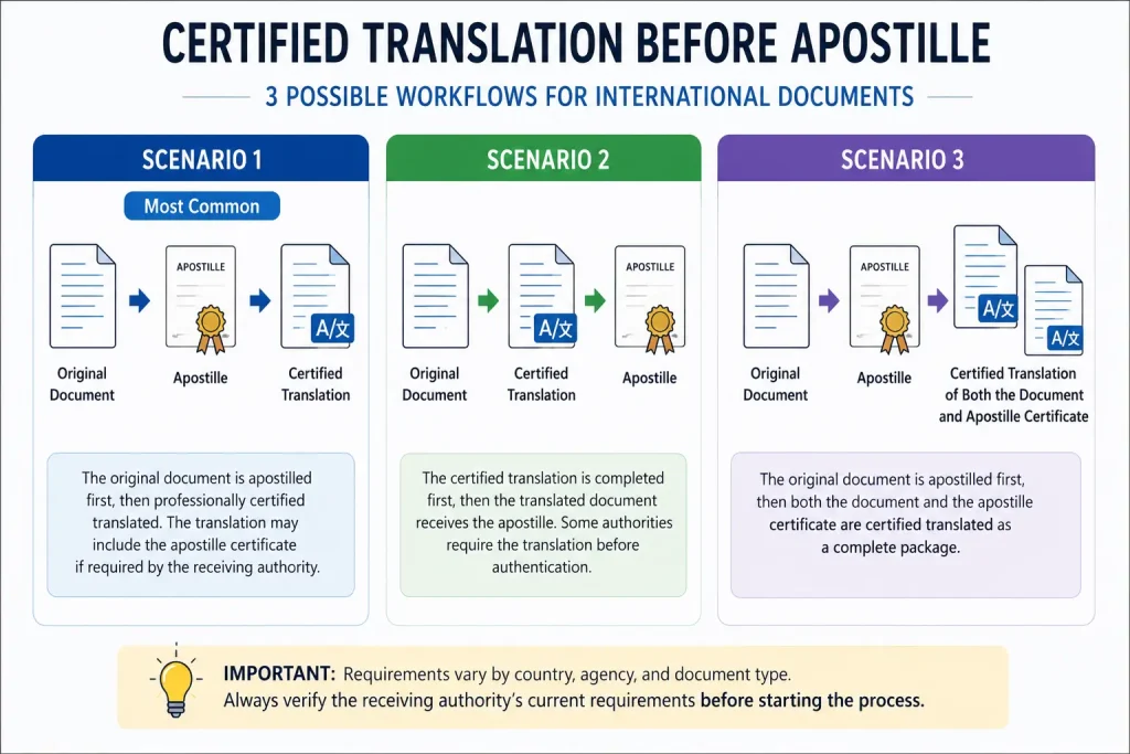Certified Translation Before Apostille workflow for international documents