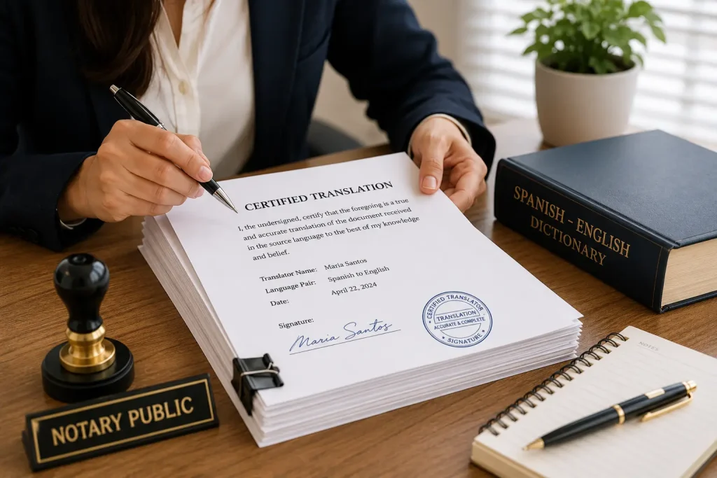 Certified document translation for international use
