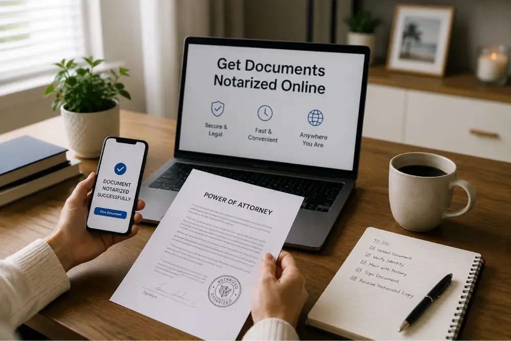 Online notary service helping you get documents notarized online securely and conveniently from home.
