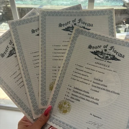 Florida apostille certificate newly signed